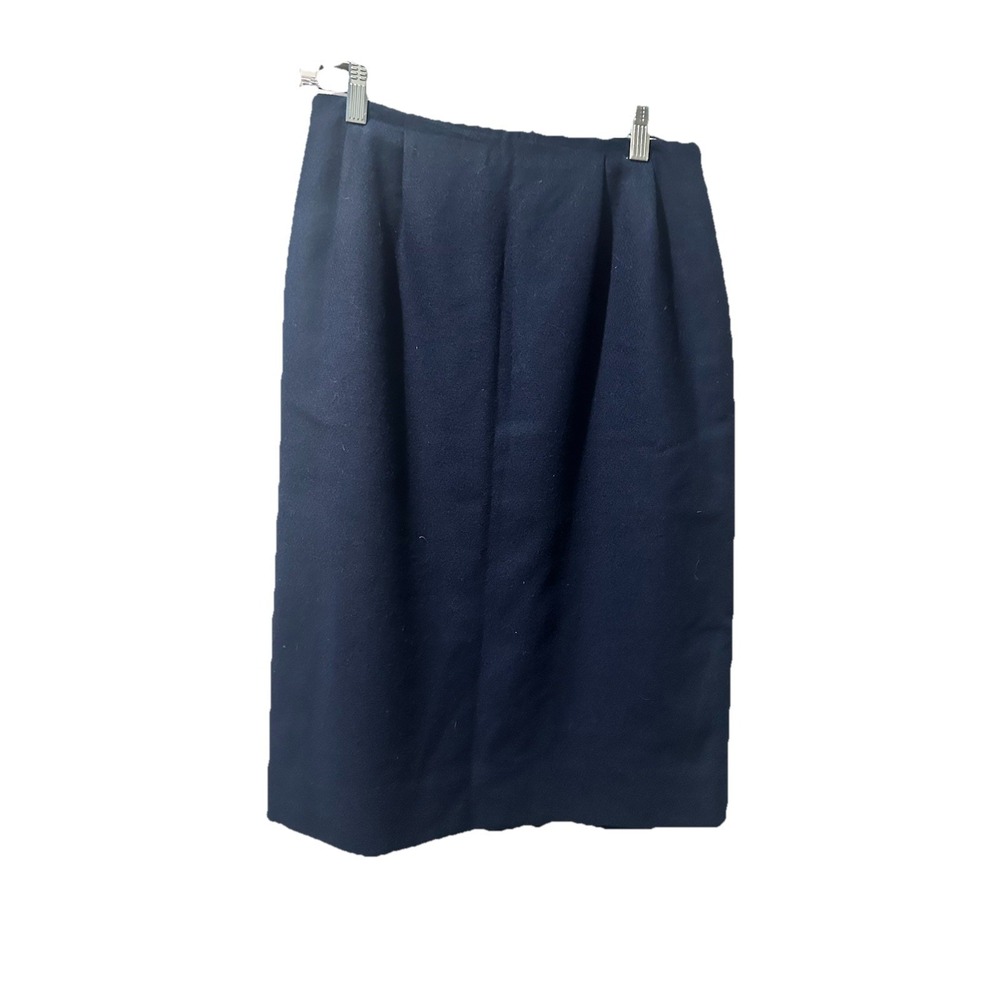 Vintage Pendleton 100% Virgin Wool Skirt Women's 10 Navy Blue  A Line Midi Lined